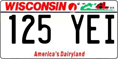 WI license plate 125YEI