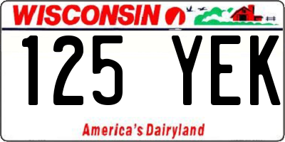 WI license plate 125YEK
