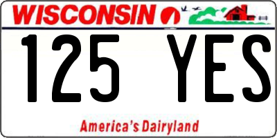 WI license plate 125YES