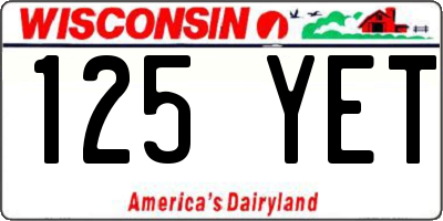 WI license plate 125YET