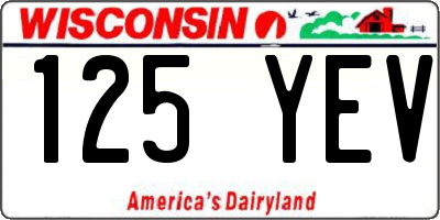 WI license plate 125YEV