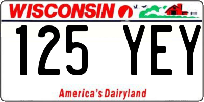 WI license plate 125YEY