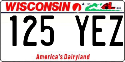 WI license plate 125YEZ