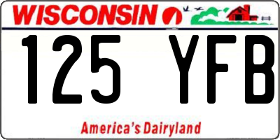 WI license plate 125YFB