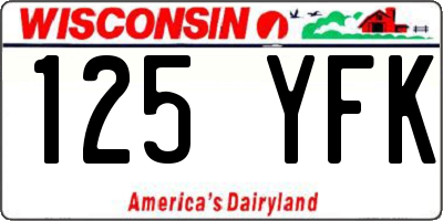 WI license plate 125YFK