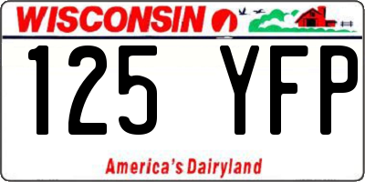 WI license plate 125YFP