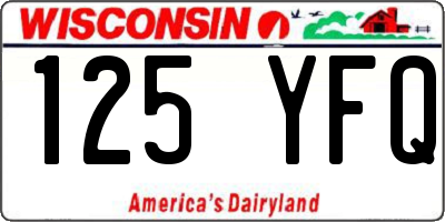 WI license plate 125YFQ