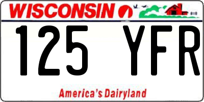 WI license plate 125YFR