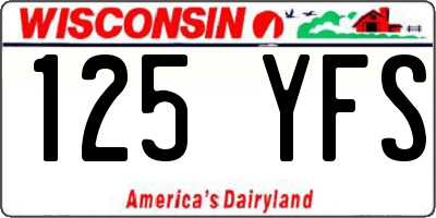 WI license plate 125YFS