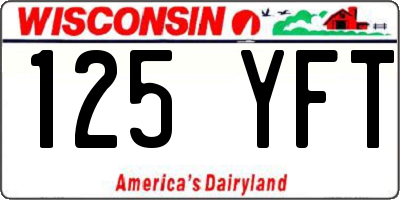 WI license plate 125YFT