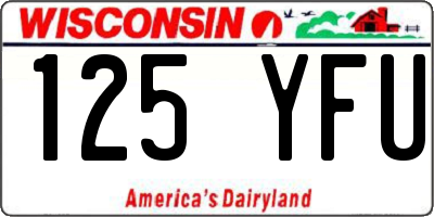 WI license plate 125YFU