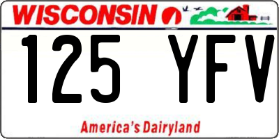 WI license plate 125YFV