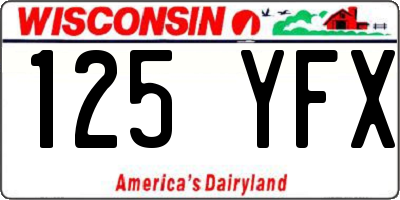 WI license plate 125YFX