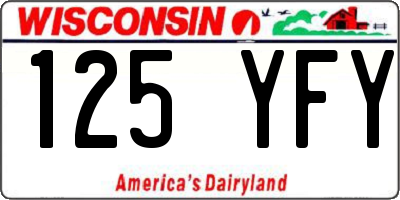 WI license plate 125YFY