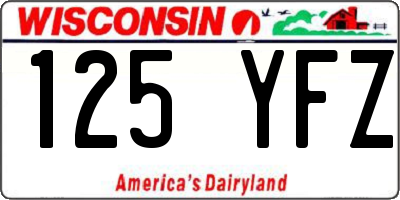 WI license plate 125YFZ