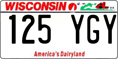 WI license plate 125YGY