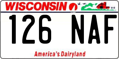 WI license plate 126NAF