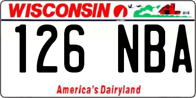 WI license plate 126NBA