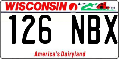 WI license plate 126NBX