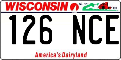 WI license plate 126NCE