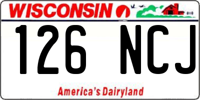 WI license plate 126NCJ