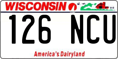 WI license plate 126NCU