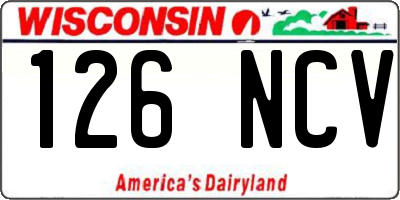 WI license plate 126NCV