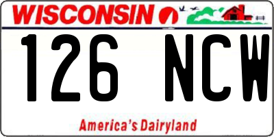 WI license plate 126NCW