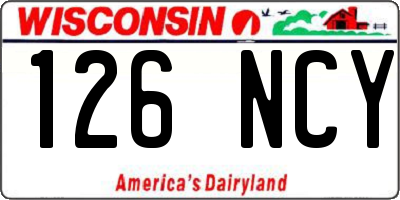 WI license plate 126NCY