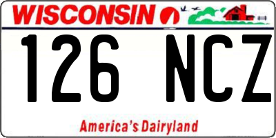 WI license plate 126NCZ