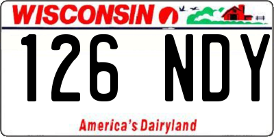 WI license plate 126NDY