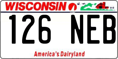 WI license plate 126NEB