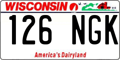 WI license plate 126NGK