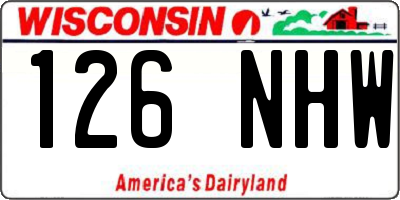 WI license plate 126NHW