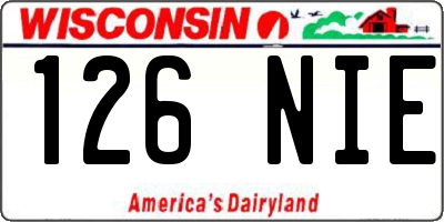 WI license plate 126NIE