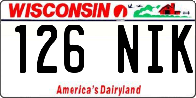 WI license plate 126NIK