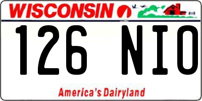 WI license plate 126NIO
