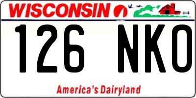 WI license plate 126NKO