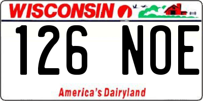 WI license plate 126NOE