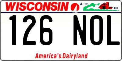 WI license plate 126NOL