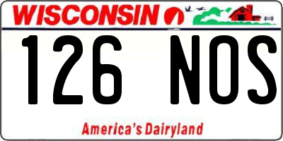 WI license plate 126NOS