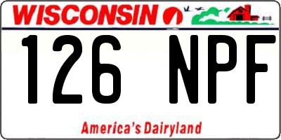 WI license plate 126NPF