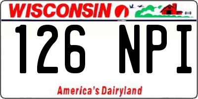 WI license plate 126NPI
