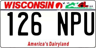 WI license plate 126NPU
