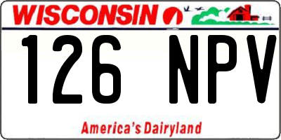 WI license plate 126NPV