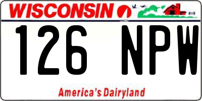 WI license plate 126NPW