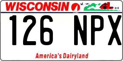 WI license plate 126NPX