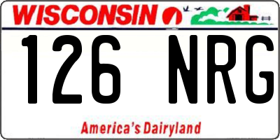 WI license plate 126NRG
