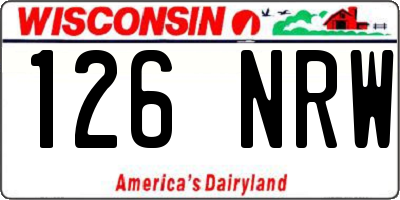 WI license plate 126NRW