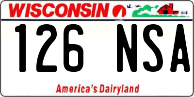 WI license plate 126NSA